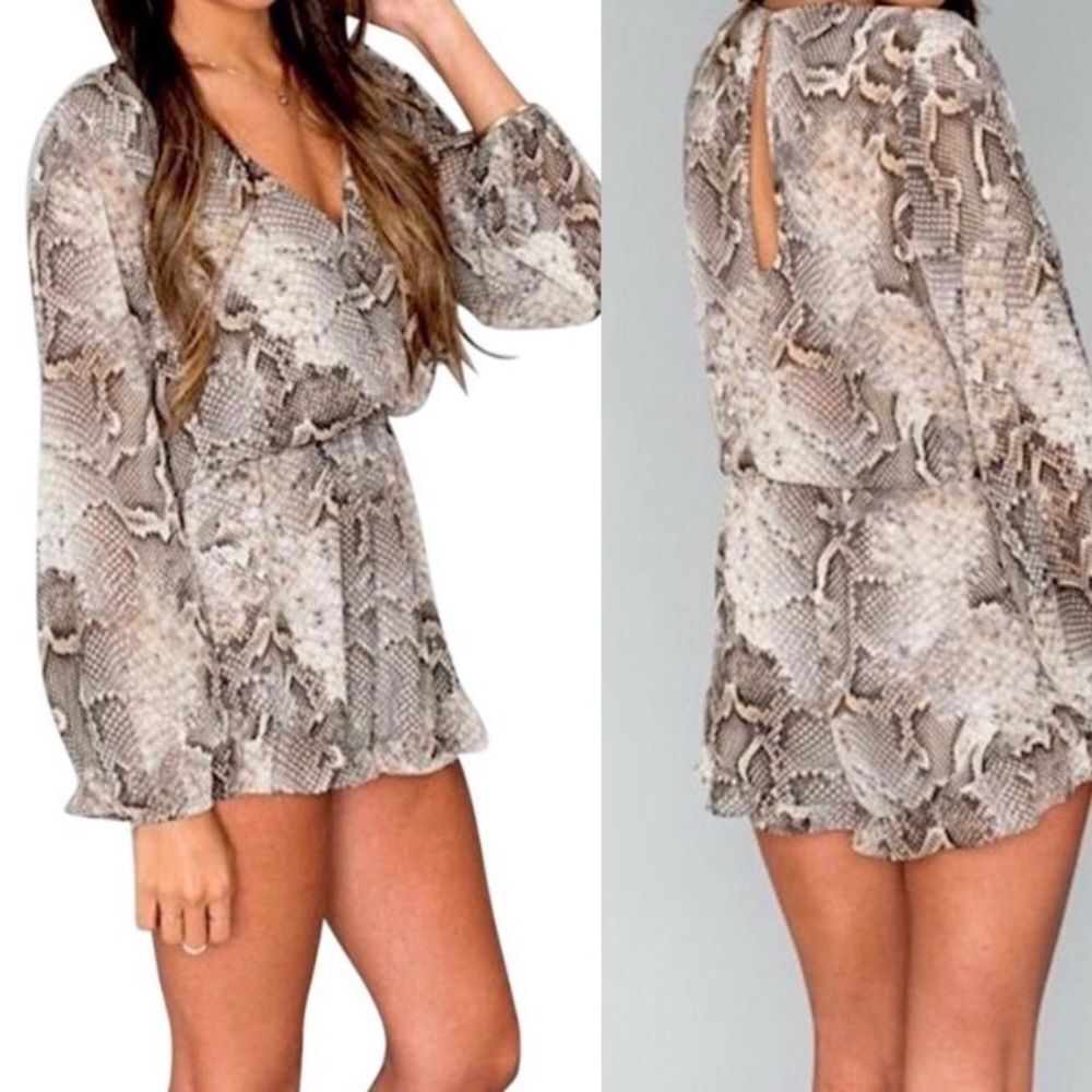 Show Me Your Mumu Snakeskin Print Romper